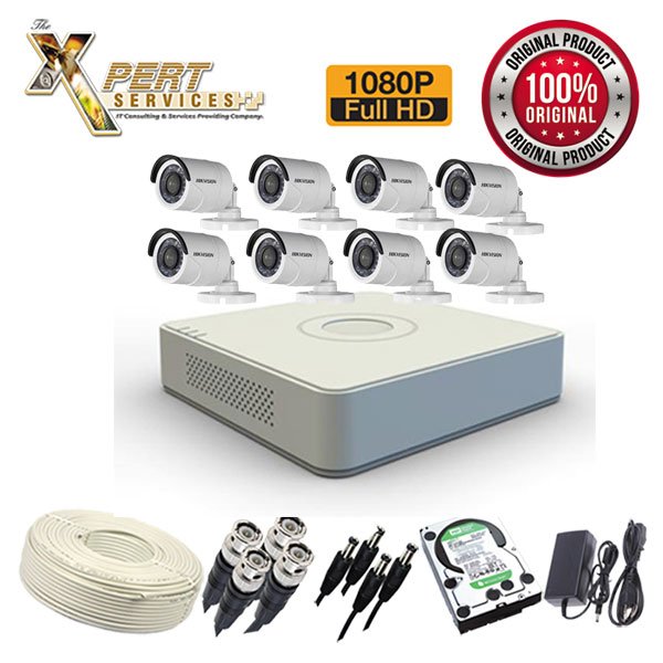 2MP - 8 FHD CCTV Cameras Solution (Hikvision)