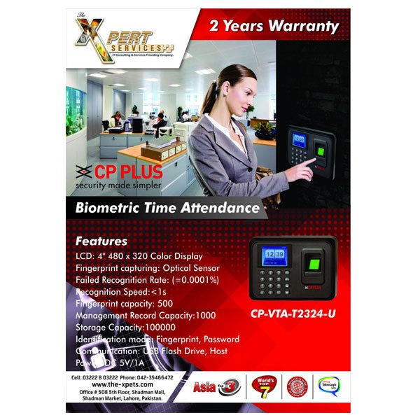 CP Plus Fingerprint Time Attendance CP-VTA-T2324-U