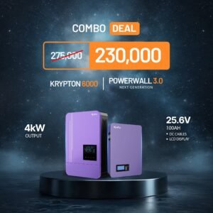Knox Krypton 6000 4KW Hybrid Solar Inverter with Powerwall 3.0 25.6V battery - High-Efficiency Solar Combo Deal (AR-003136) | Knox Solar