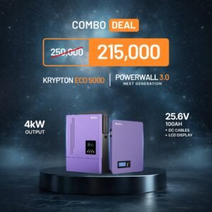 Knox Krypton Eco 5000 4KW Solar Inverter Combo with Powerwall 3.0 (25.6V 100Ah) – High Efficiency Hybrid Energy Storage System (AR-003143) | Knox Solar